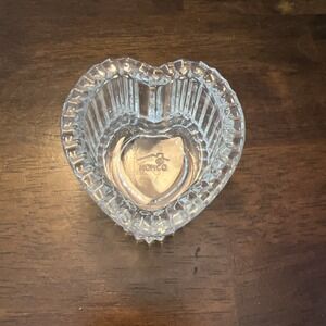 Vintage HOMCO Trinket Jewelry Box Heart-Shaped Cut Glass NO‎ LID